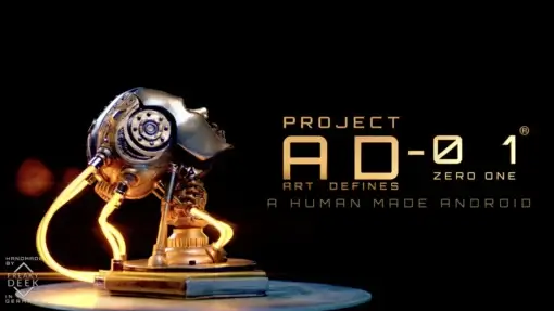 Project AD-01 Aurum X handmade fine modern art sculpture bust, android LED light android sculpture