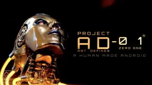 Project AD-01 Aurum X handmade fine modern art sculpture bust, android LED light bust