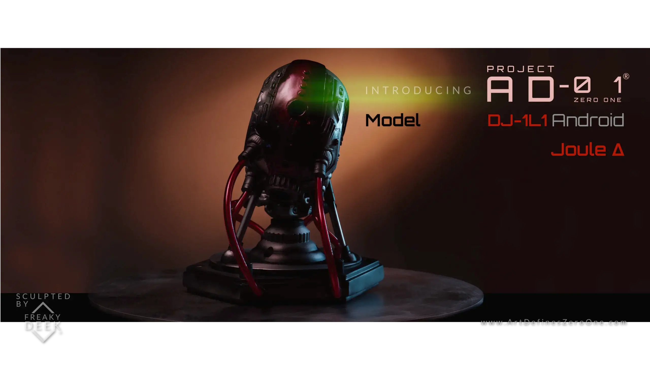 Project AD-01 handmade android red sculpture Joule back view