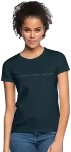 woman wearing a merchandise t-Shirt that says Traditional Artist
