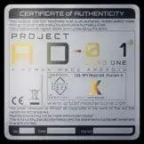 PROJECT AD-01 handsigned and numbered Certificate of Authenticity for Aurum X handmade LED android sculpture bust