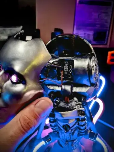 Project AD-01 making of of Android Led Art Sculpture Volta With purple and blue energy LED tubes Handmade By Artist freaky-Deek